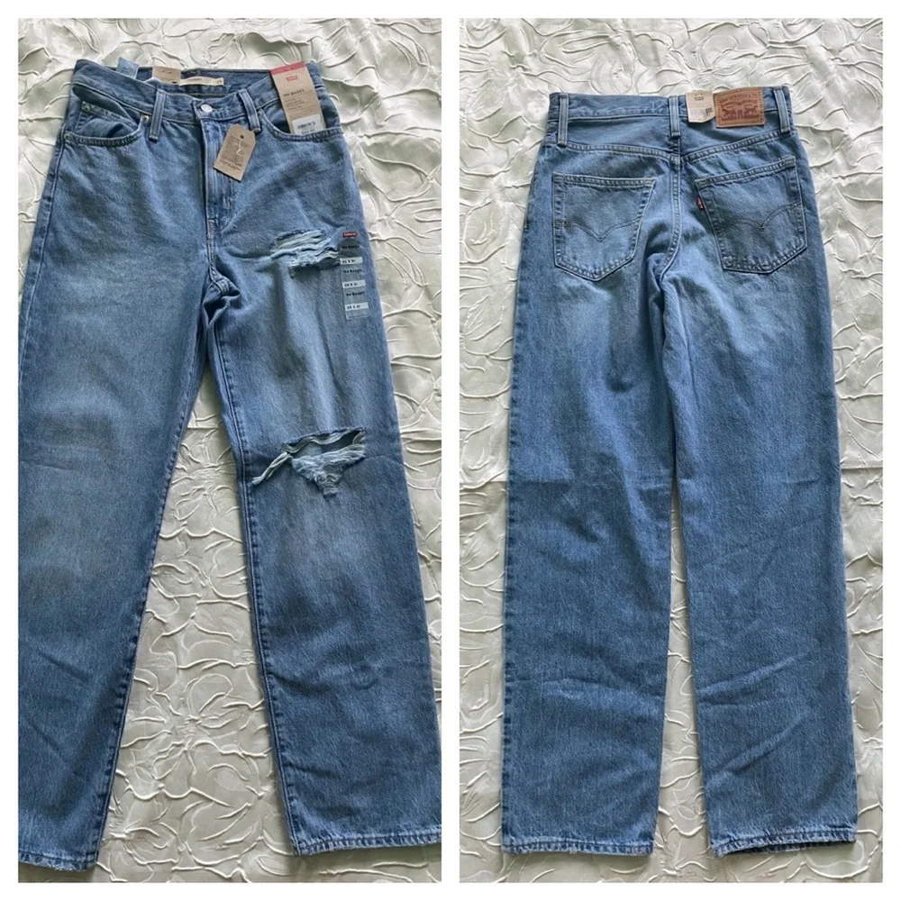 Levi’s ‘94 Baggy Mid Rise Straight Leg Jeans Distressed Medium Blue 25 26 29 30 - Picture 9 of 15